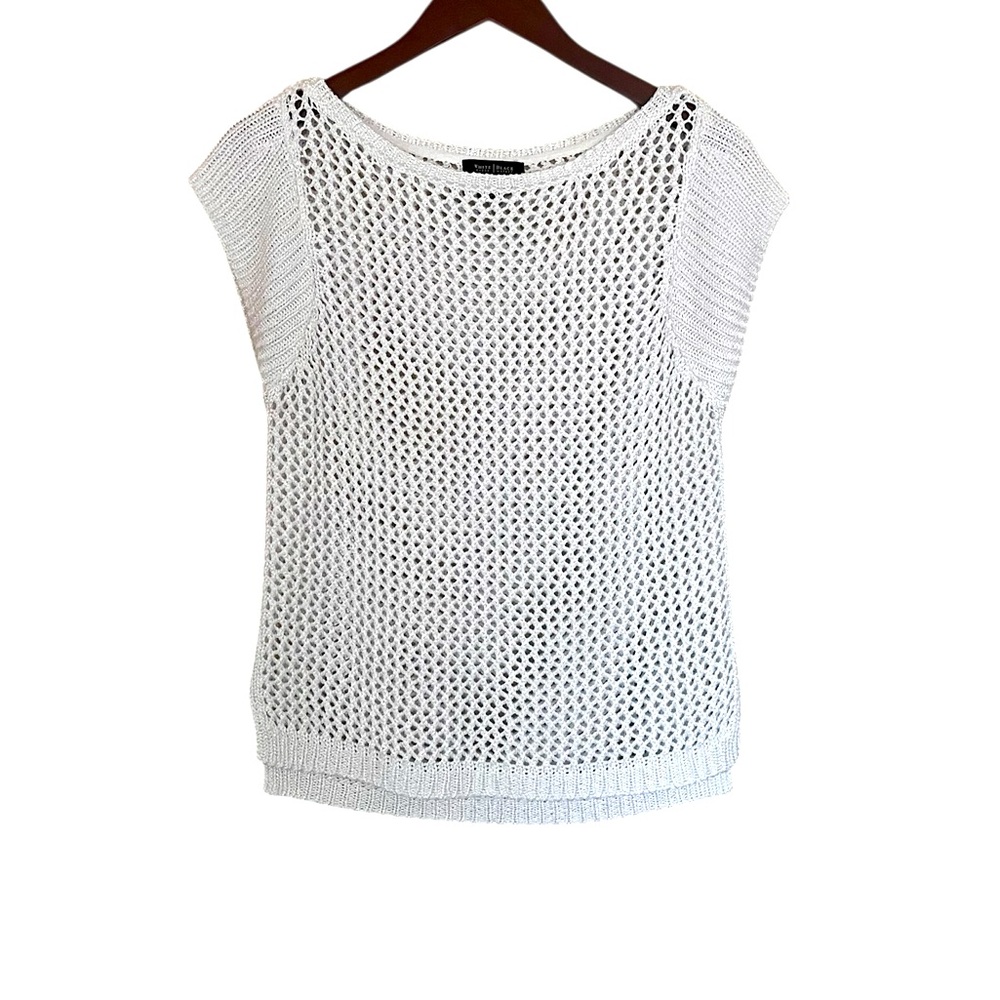 WHBM•White Crochet Cap Sleeve Blouse Vest
